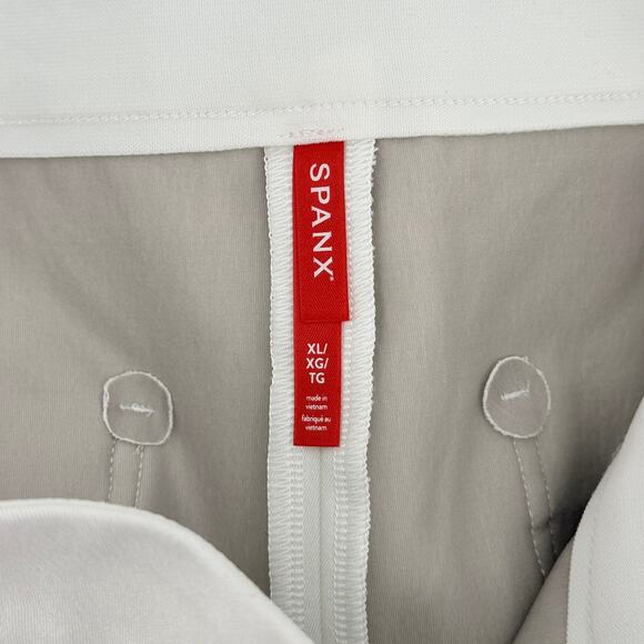 Spanx Cropped Wide Leg White Pants Womens Size XL Pull Faux Deep Pockets - Picture 5 of 6